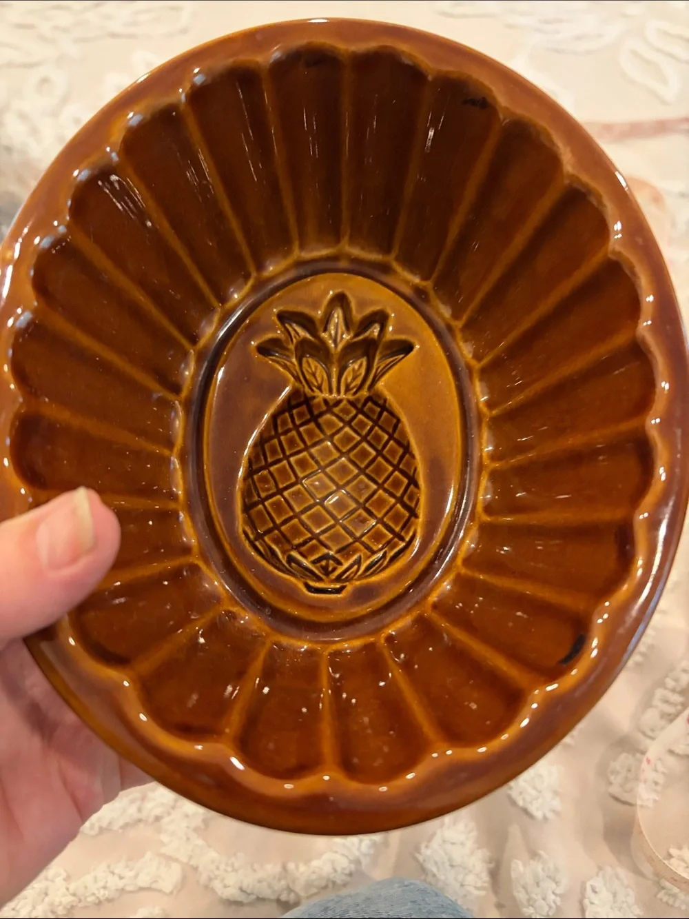 Vintage Williams Sonoma Brown Glazed Ceramic Pineapple Mold / Bowl
